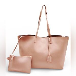 AUTH Saint Laurent Bag • Authentic Rive Gauche Large Tote Blush Pink Calfskin